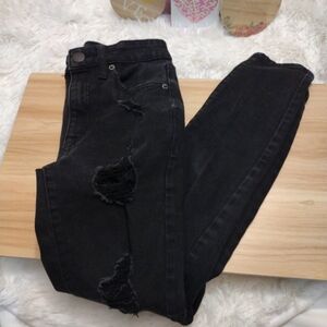 Aeropostale Black Acid Wash Distressed Jegging Size 00 Short